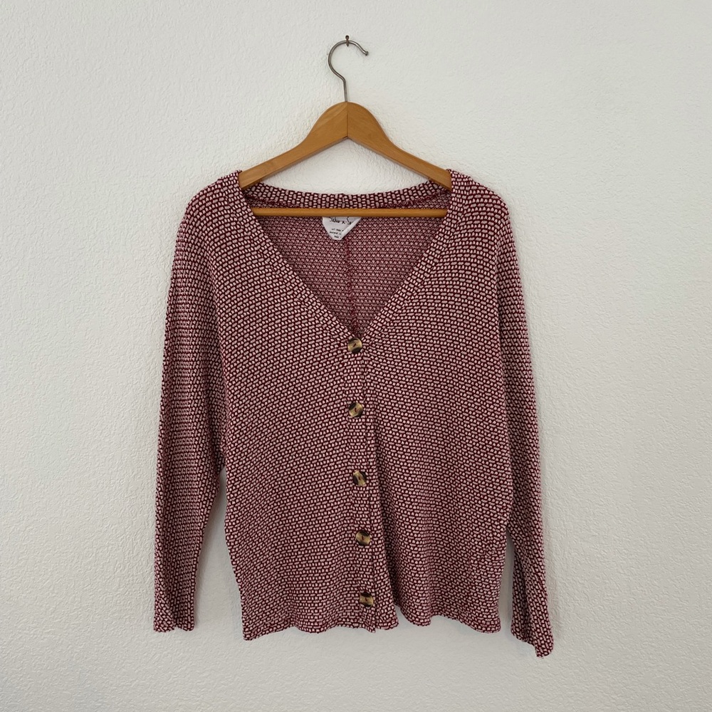 Red and White Sweater/Cardigan, Small